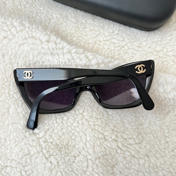 Auth Chanel Vintage CC Logo Black Cat Eye Sunglasses *For Small face frames - Picture 2 of 13